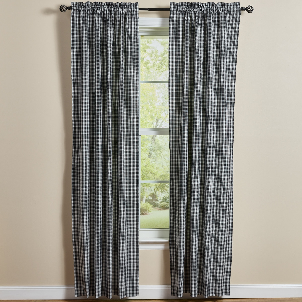 Stafford Black & Cream Lined Panels, 84" Set/2 - Image 2