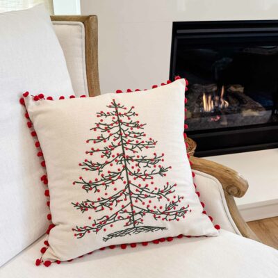 Timeless Ticking Red 18" x 18" Tree Pillow Cover