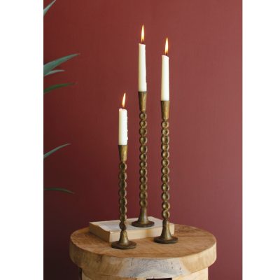 Antique Brass Taper Candle Holders, Set/3