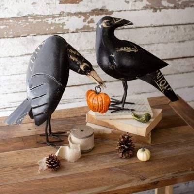 Harvest Perch Crows, Recycled Metal, Set/2