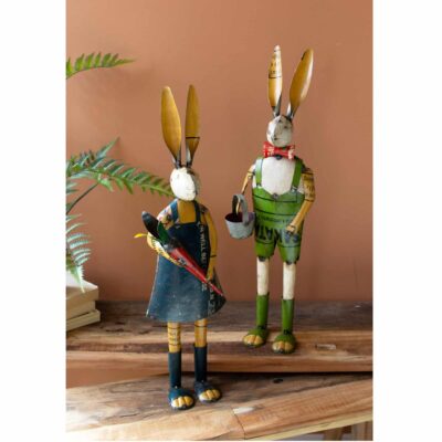 Hoppy Harvest Duo, Reclaimed Metal Rabbits, Set/2