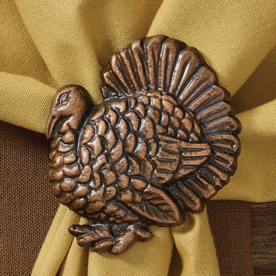 Hammered Turkey Napkin Rings, Set/4