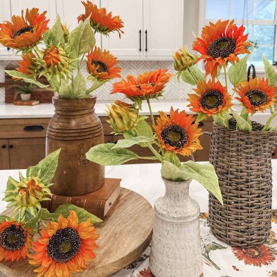 Triple Sunflower Stem, Set/6