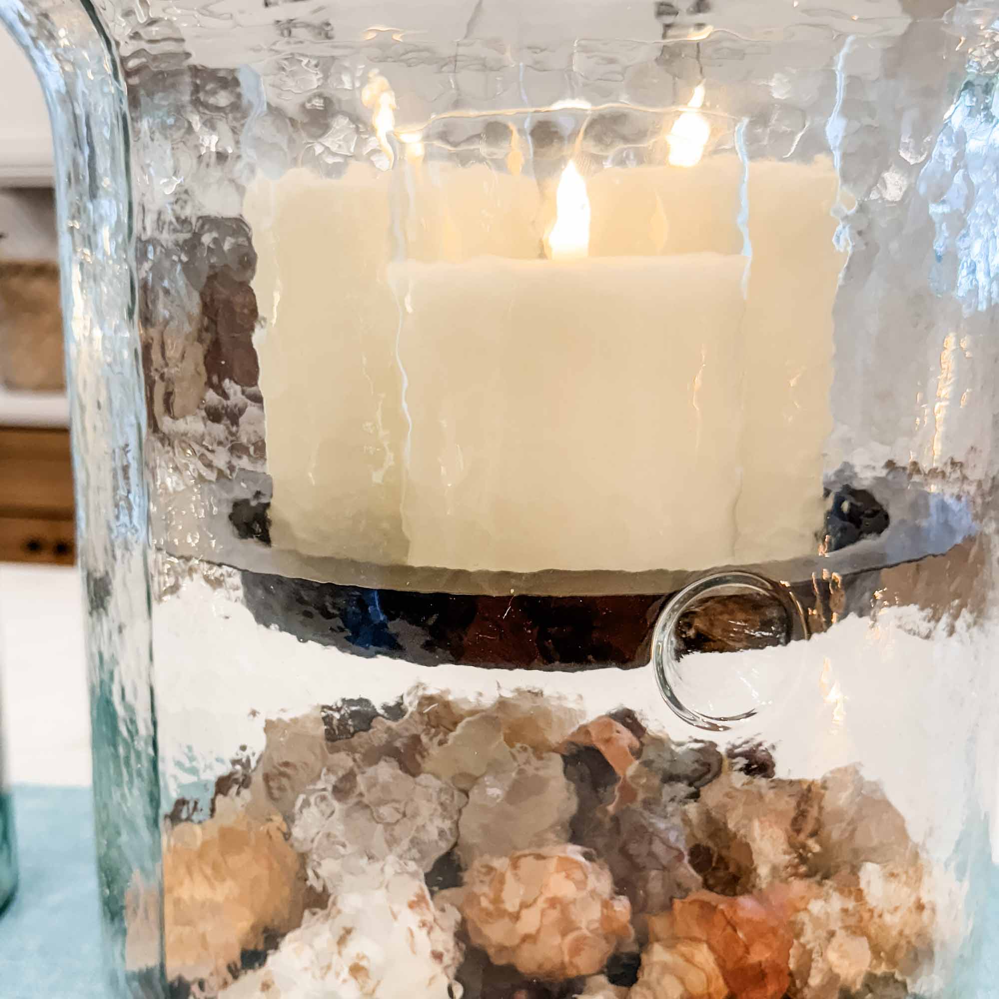 Hammered Glass Cylinder with Candle Pan - XL Size - Image 3