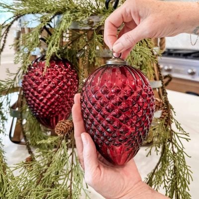 Vintage Red Glass Cone Ornaments, Set/2