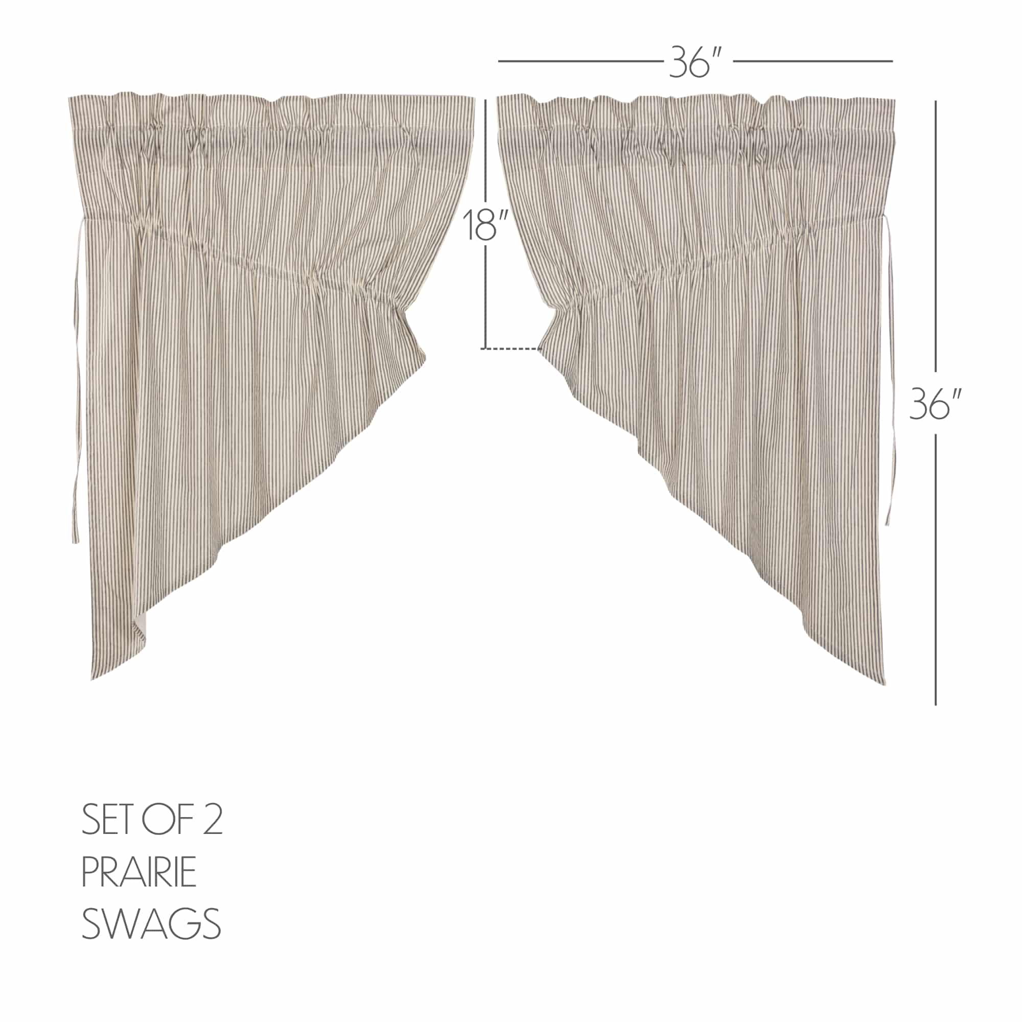 Hatteras Blue Ticking Prairie Swag, Set/2 - Image 7