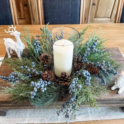 Woodland Berries Candle Ring w/ Glass Candle Holder