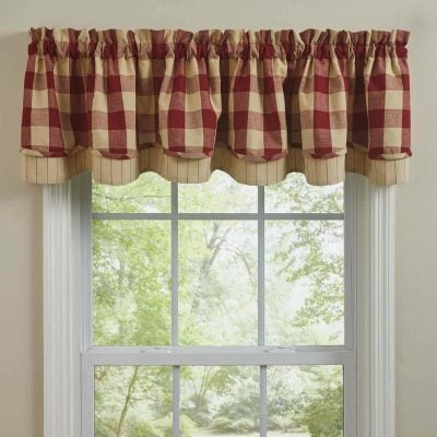 Wicklow Red Lined Layered Valance