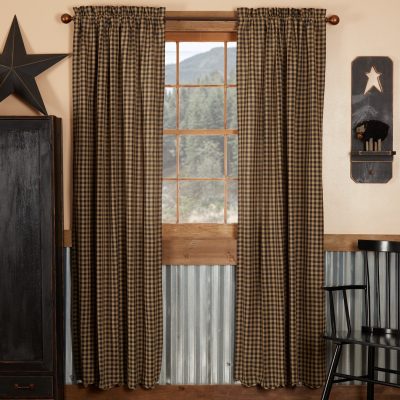 Black Check Scalloped Drapes