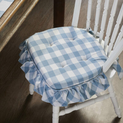 Annie Buffalo Check Blue Ruffled Chair Pad