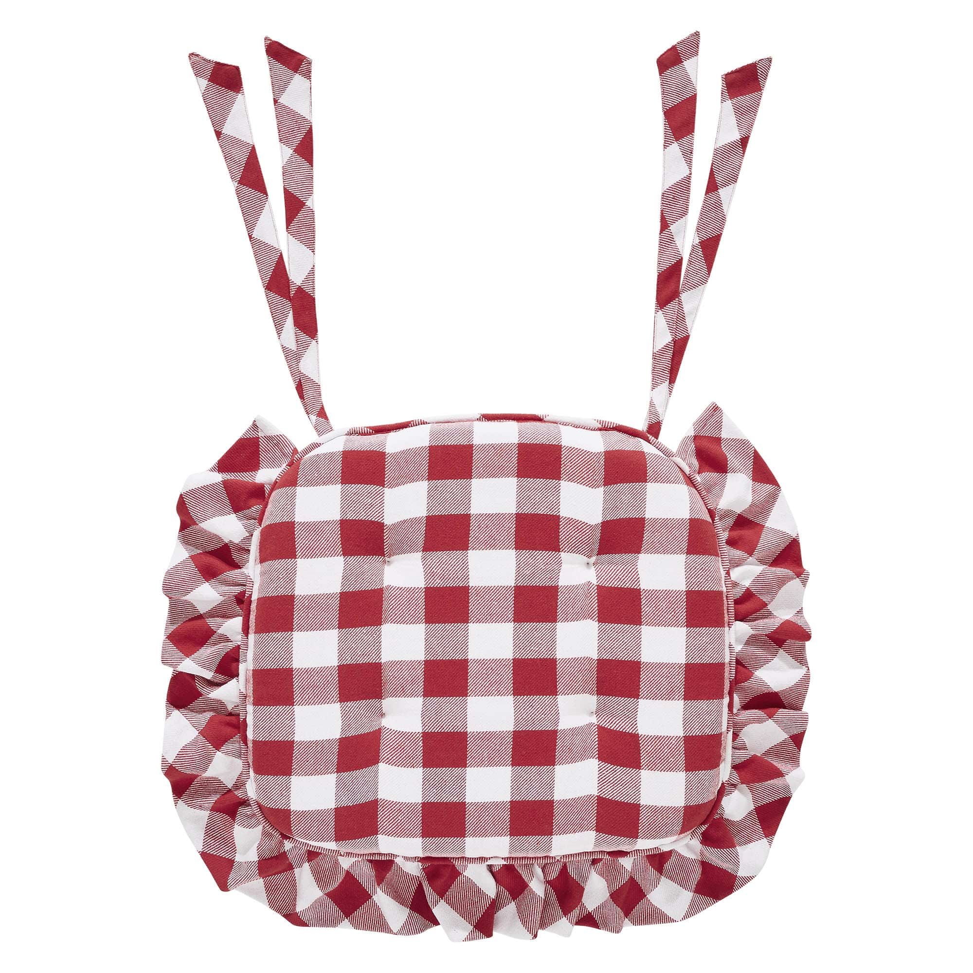 Annie Buffalo Check Red Ruffled Chair Pad Piper Classics