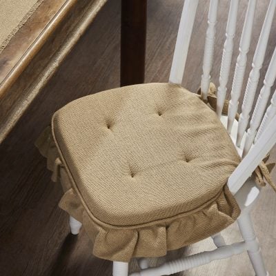 Burlap Natural Ruffled Chair Pad