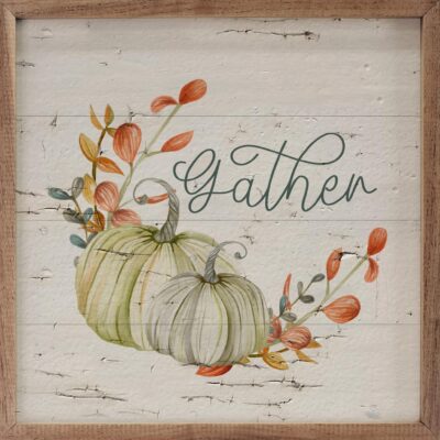 Gather Pumpkin Wreath Wooden Sign