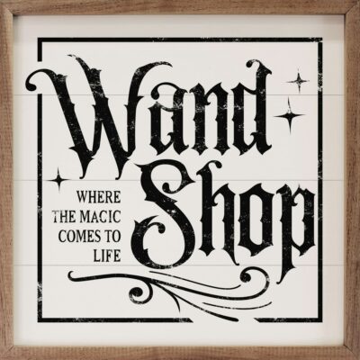 Wand Shop Border Wooden Sign - Choose Black or White