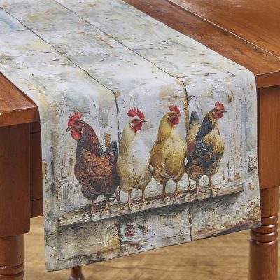 Four Chickens In A Row Table Runner - 54"