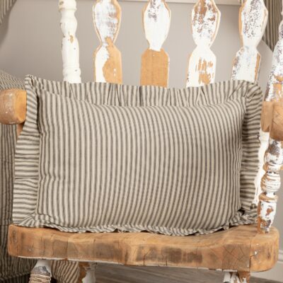 Sawyer Mill Charcoal Ticking Stripe 14" x 22" Filled Pillow