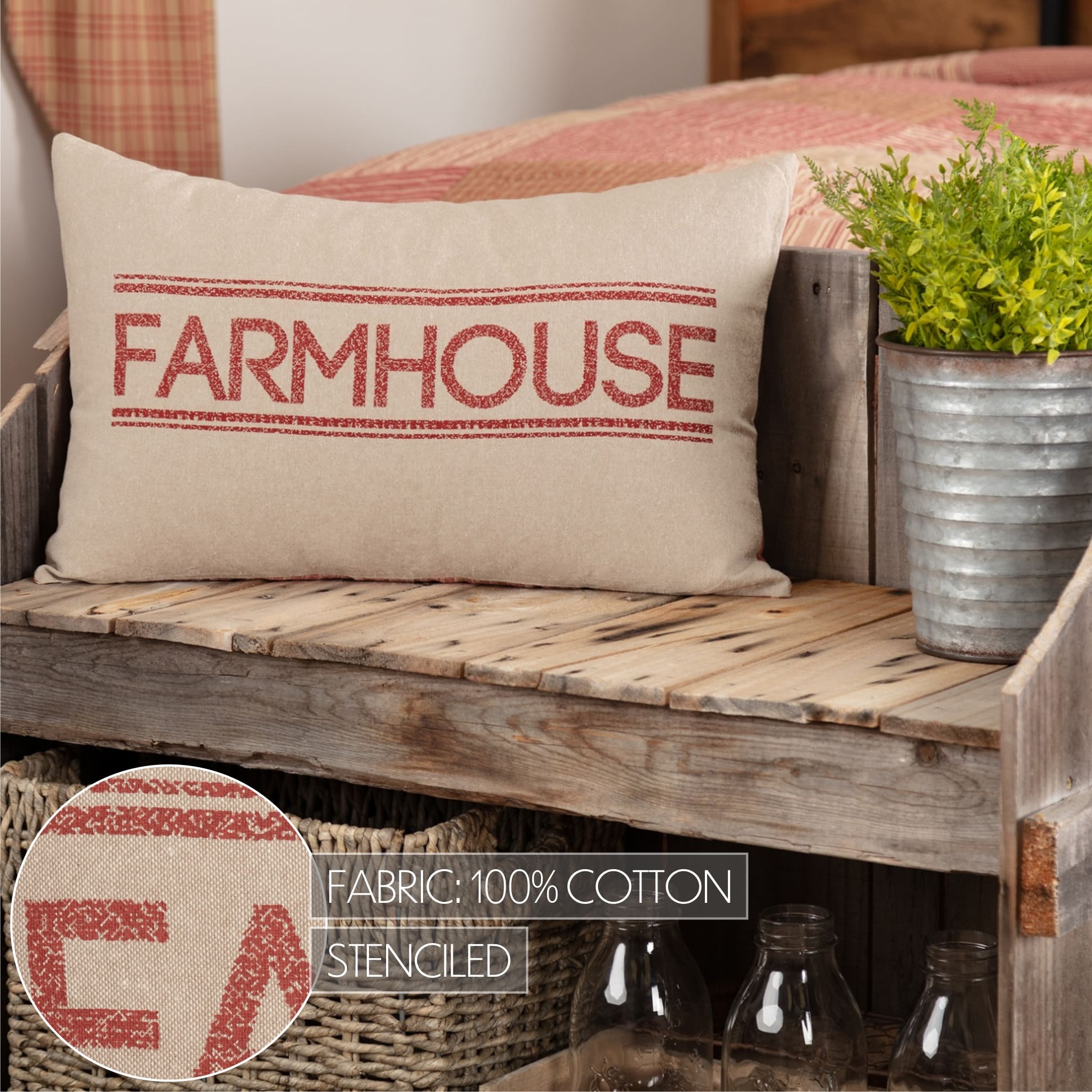 Sawyer Mill Red Farmhouse Filled Pillow - 14" x 22" - Image 2