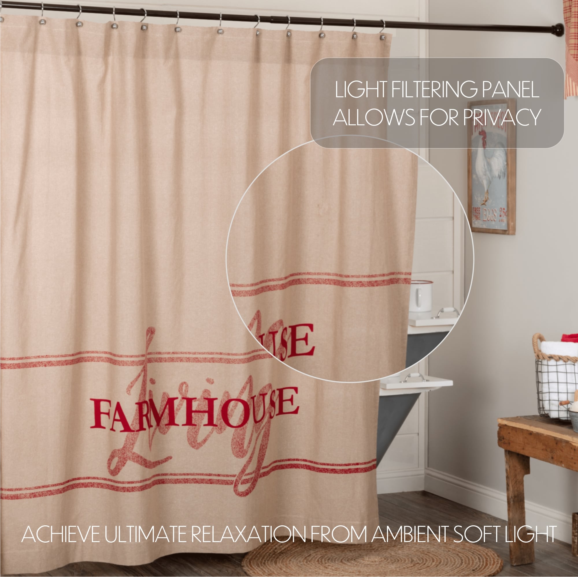 Sawyer Mill Red Farmhouse Living Shower Curtain - Image 2