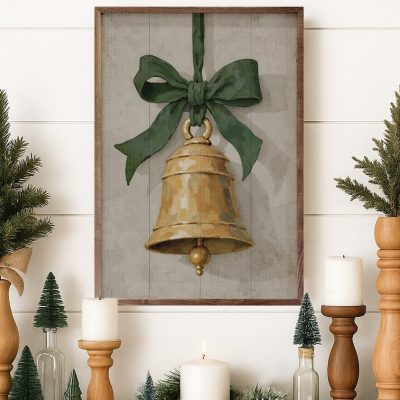 Hanging Bell Ribbon Wooden Sign – Choose Ribbon Color