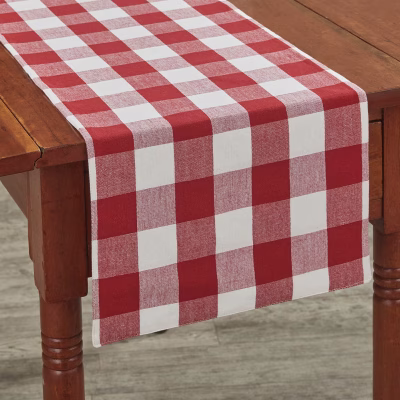 Wicklow Check Red/Cream Table Runner w/ Backing