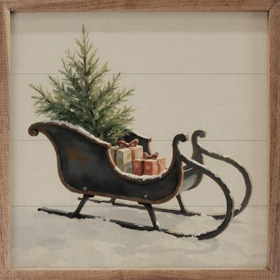Vintage Black Sleigh Wooden Sign