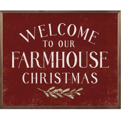 Welcome To Our Famhouse Christmas Greenery Wooden Sign