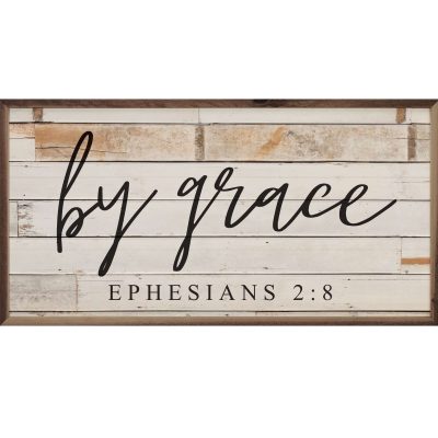 By Grace Whitewash Wooden Sign