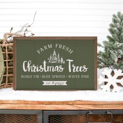 Christmas Trees Cut & Carry Wooden Sign - Choose Background Color