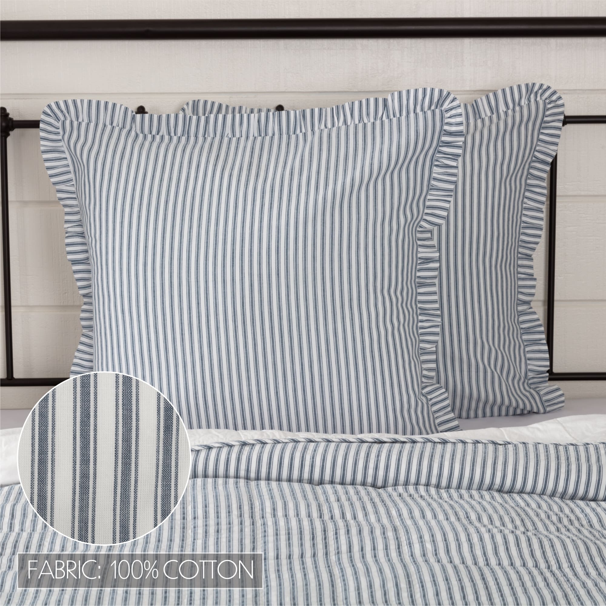 Sawyer Mill Blue Ticking Stripe Fabric Euro Sham - Image 4