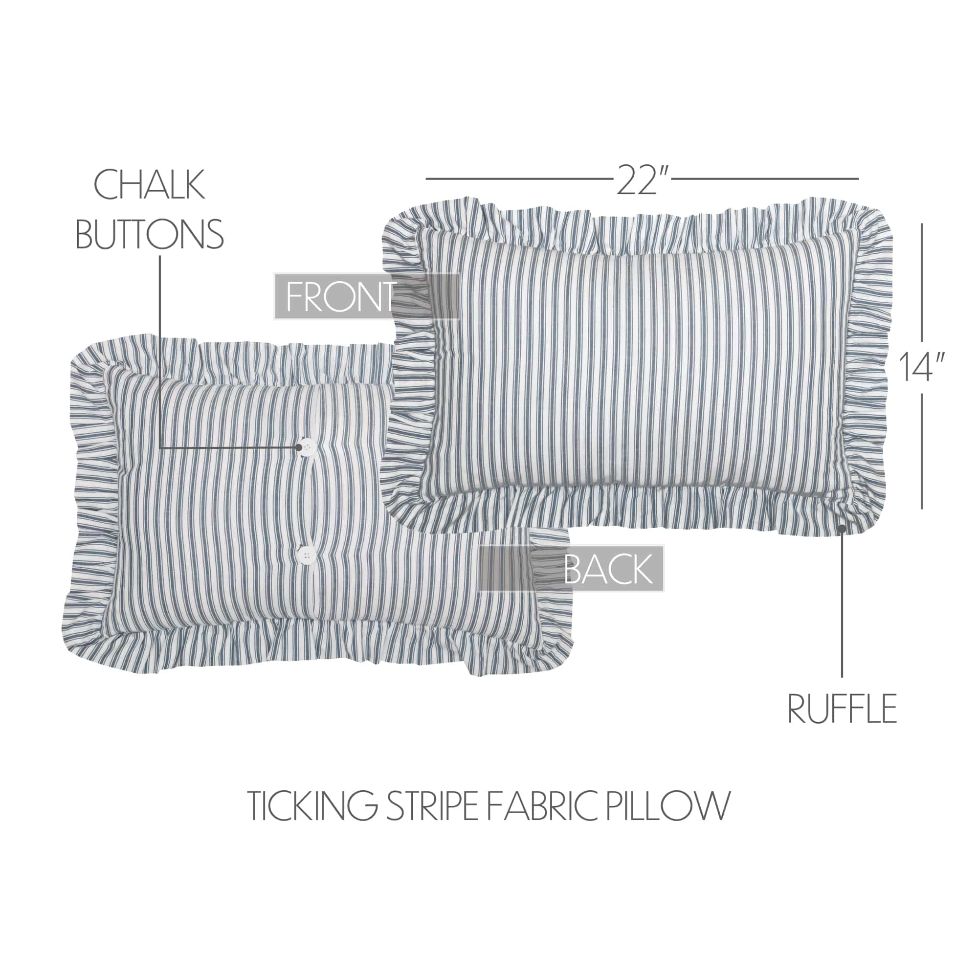 Sawyer Mill Blue Ticking Stripe 14" x 22" Filled Pillow - Image 3