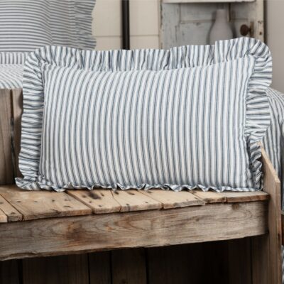 Sawyer Mill Blue Ticking Stripe 14" x 22" Filled Pillow