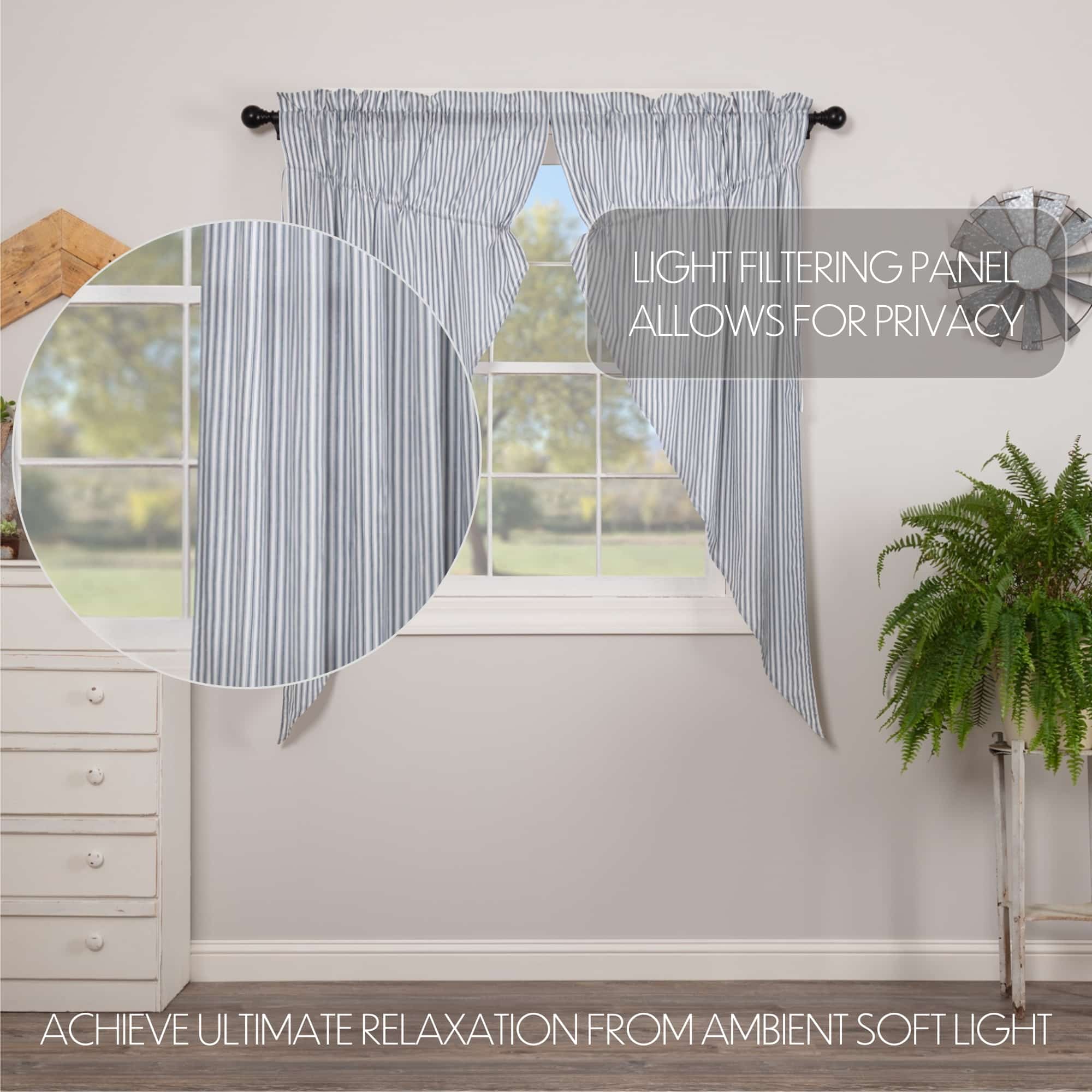 Sawyer Mill Ticking Stripe Blue Prairie Panel - Set/2 - Image 7