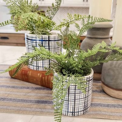 Blue Lattice Planter, Set/2