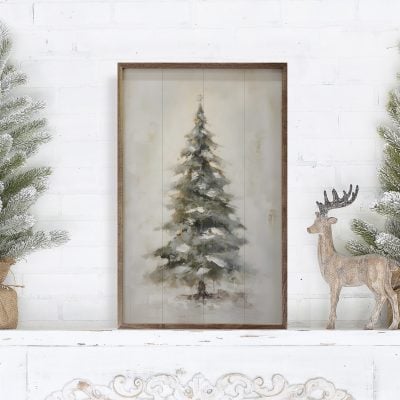 Pine Tree With Star Wooden Sign