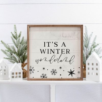 It's A Winter Wonderland Snowflakes Wooden Sign - Choose Color