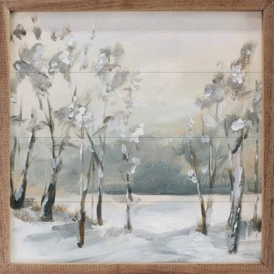 Snowy Winter Trees Wooden Sign