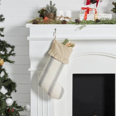 Grace Grain Sack Stripe Ruffled Stocking