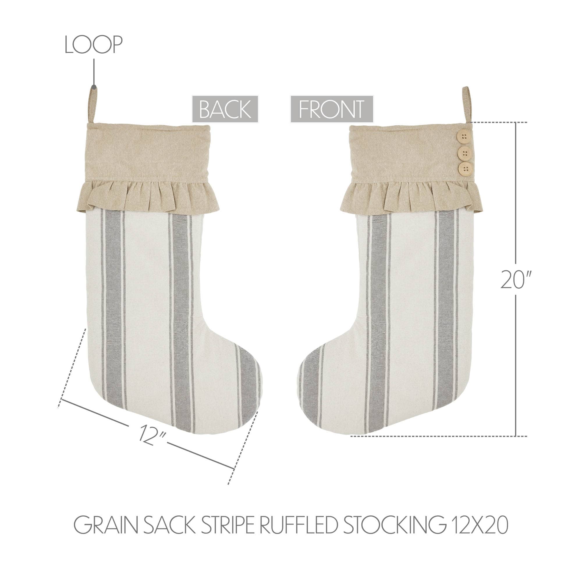 Grace Grain Sack Stripe Ruffled Stocking - Image 6