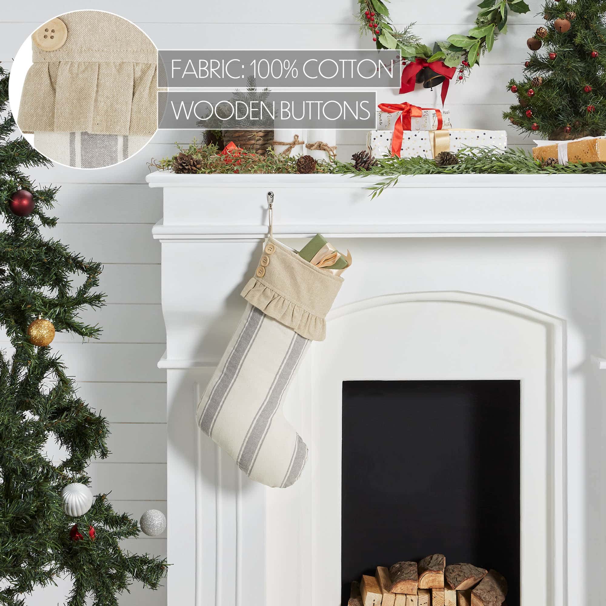 Grace Grain Sack Stripe Ruffled Stocking - Image 5