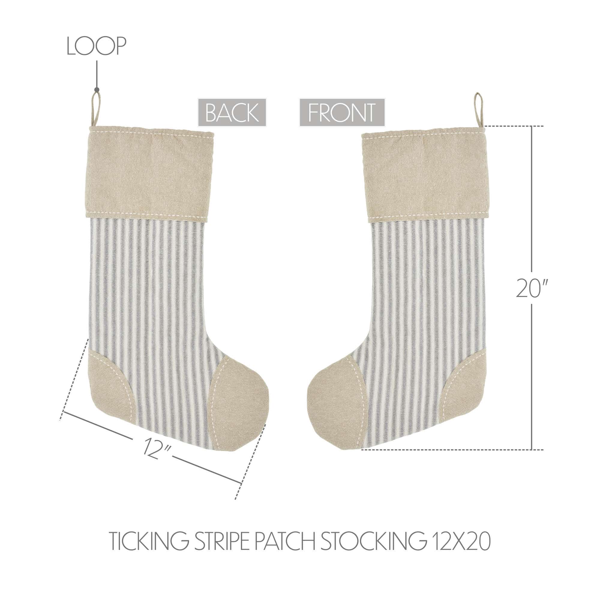 Grace Ticking Stripe Patch Stocking - Image 4