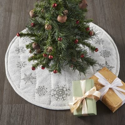 Yuletide Burlap Antique White Snowflake Mini Tree Skirt - 24"