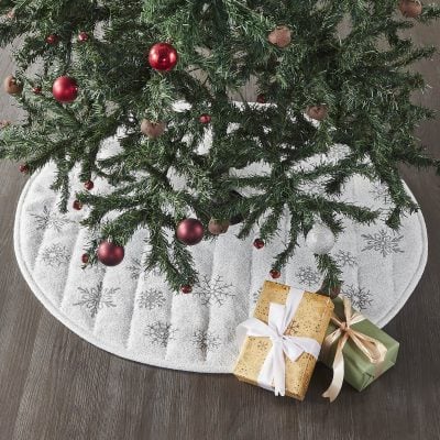 Yuletide Burlap Antique White Snowflake Tree Skirt - 36"