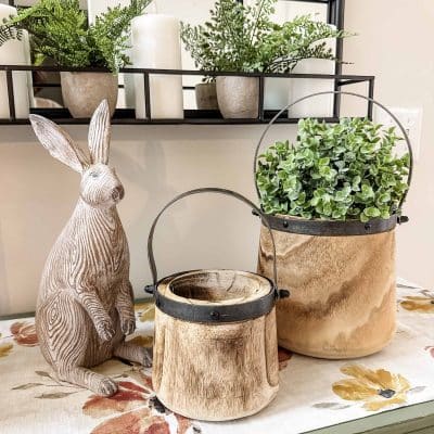 Rustic Charm Wooden Pail Planters, Set/2