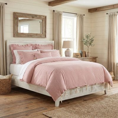 Farmhouse Ticking Red Duvet Covers