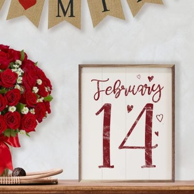 February 14th Hearts Wooden Sign - Choose Color & Size