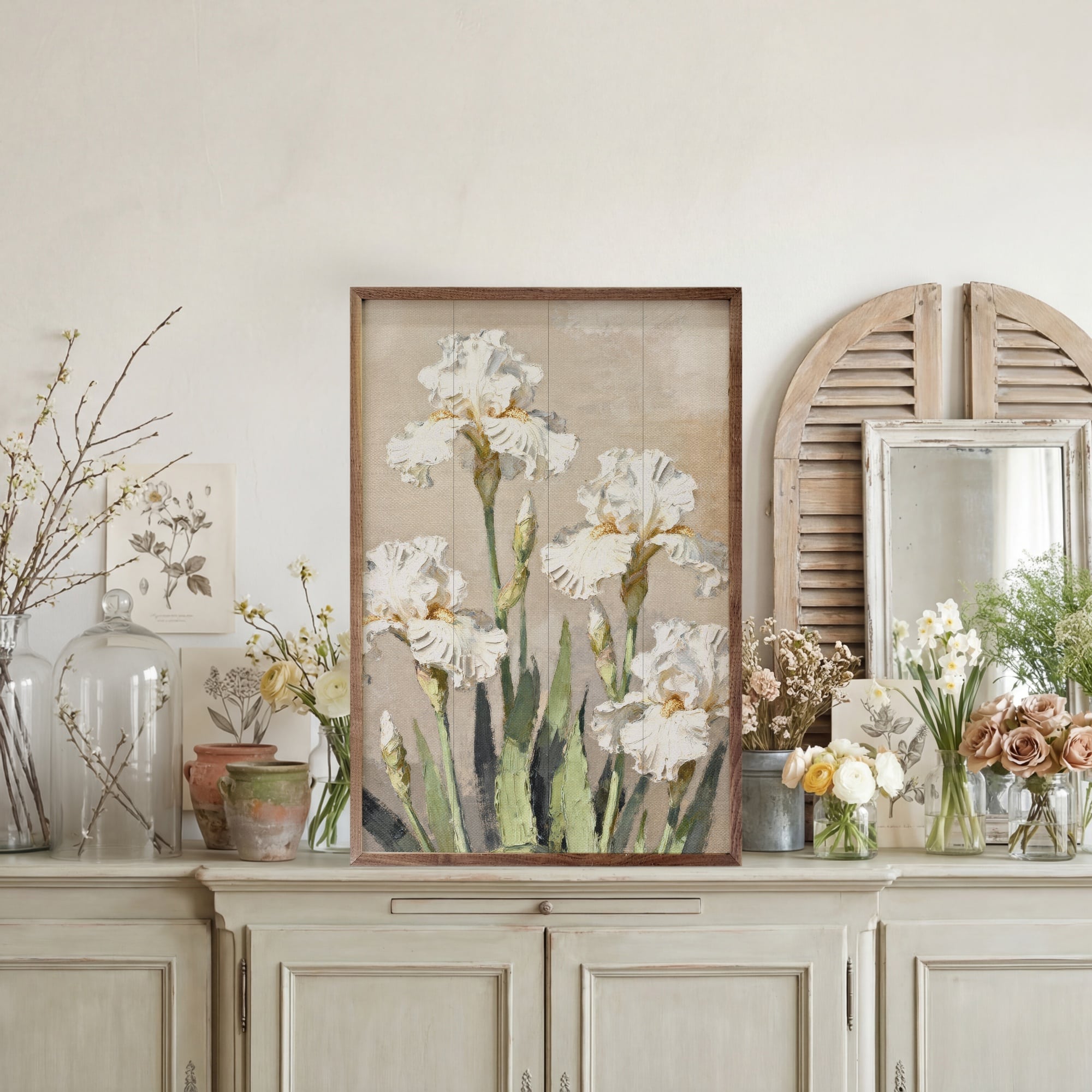 Patchwork Iris by Jenny Parson アートフレーム付き Patchwork Iris