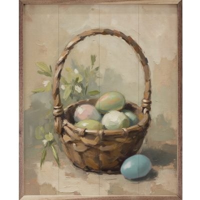 Pastel Easter Basket Wooden Sign