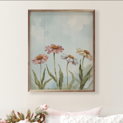 Field Of Zinnias Wooden Sign