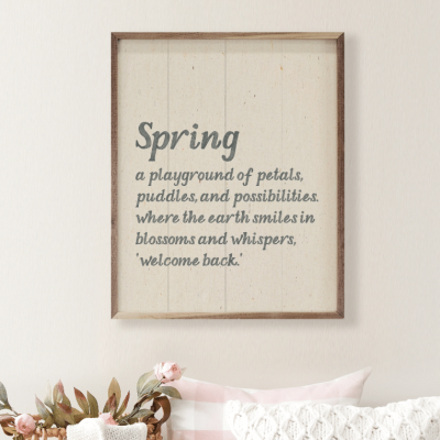 Spring Definition Blue Wooden Sign