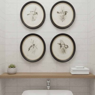 Heritage Aviary Framed Bird Print, Set/4 Assorted